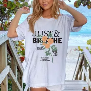 Весна-лето Женские свободные повседневные футболки с круглым вырезом и короткими рукавами с принтом букв JUST S чёрный