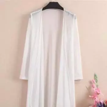 Весна-лето женский длинный кардиган с длинным рукавом, солнцезащитная одежда, свободное пальто, куртка, шаль, верхняя одежда M белый