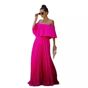 Весна/лето Женское сексуальное платье из прессованного шифона с одним вырезом и открытыми плечами S жёлтый