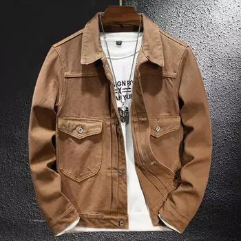 Весна май Кадзи холст верхняя одежда американская ретро многокарманная джинсовая куртка инструментальная мужская куртка M кофейный
