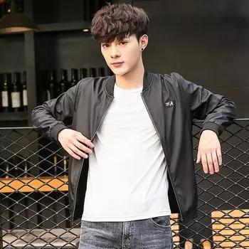 Весна Молодежь Повседневная мужская куртка Куртка Бейсбольная форма Мужская куртка M чёрный