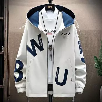 Весна, мужская куртка с капюшоном, куртка, новая короткая флисовая мода, повседневная M