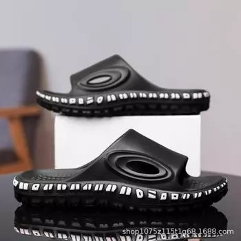 Весна новая мягкая подошва пара односложные шлепанцы нескользящие и износостойкие повседневные и легкие уличные крутые тапочки 36-37 чёрный