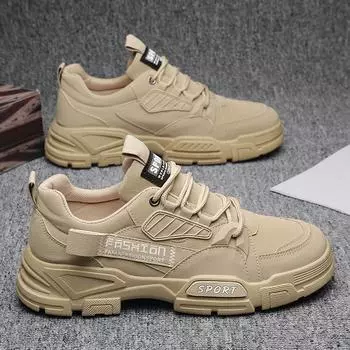 Весна Осень 2024 Мужская рабочая обувь Дизайнерская повседневная обувь на платформе для мужчин Кроссовки Износостойкая удобная спортивная обувь 39 хаки