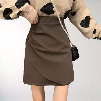 Весна/Осень 2025 Черная юбка асимметричного кроя с высокой талией – шикарный и сексуальный стиль для модных женщин XL for 120-135 lbs