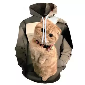 Весна Осень 3D Принт Кот Графический Толстовки Для Мужчин Женщин Повседневные Смешные Толстовки Топы Уличная Одежда Мужские Пуловеры Свитшоты S