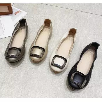 Весна Осень Балетки Женские Мокасины Круглый носок Плоские Тонкие Туфли Элегантные Женские Брендовые Мягкие Удобные Большие Размеры 42 35 бежевый