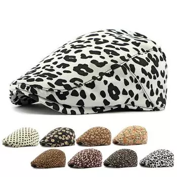Весна Осень Берет Женская Вельветовая Кепка Леопардовый Принт Кепка Форвард