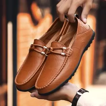 Весна Осень Большой Размер 47 Мужская Британская Кожаная Обувь Дизайнерские Лоферы Мокасины Мужские Мягкие Плоские Туфли Для Вождения Мужская Официальная Обувь 38