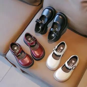 Весна Осень Детская Кожаная Обувь Универсальные Детские Девочки Повседневные Тонкие Туфли Модные Корейский Стиль Туфли Принцессы Мэри Джейн 35 чёрный
