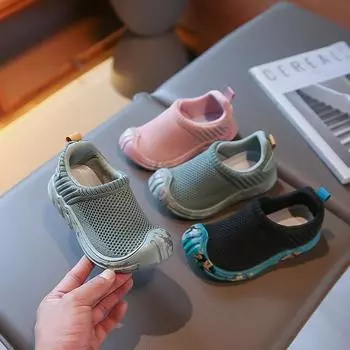 Весна Осень Детская Обувь Дышащая Сетчатая Обувь для Детей Нескользящая Обувь Для Девочек Мягкая Подошва Повседневные Женские Кроссовки Tenis De Mujer 26insole17.0cm армия зеленый