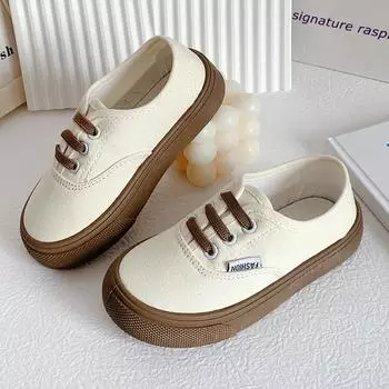 Весна Осень Детская Обувь Нескользящая Детская Холщовая Обувь Мягкая Подошва Мальчики Девочки Школьные Прогулочные Повседневные Туфли Черный Бежевый Мода 21 чёрный