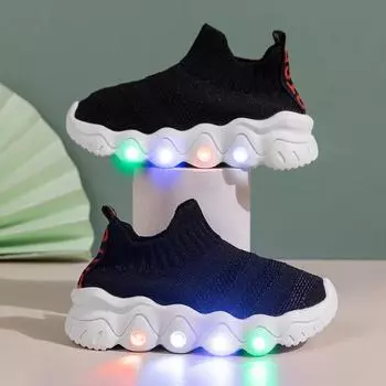 Весна Осень Детские носки Обувь Мальчики Девочки Fly Woven Дышащие Легкие Подошвы Одна Нога Повседневная Обувь Легкая Обувь 21 белый