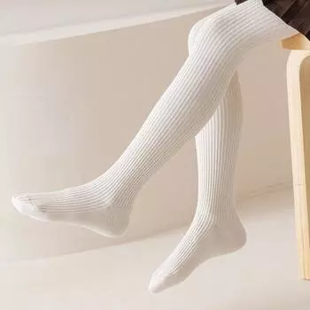 Весна Осень Детские Теплые Колготки Однотонные Вертикальные Полоски Колготки Для Девочек Модные Не Спускающиеся Шнуровка Детские Танцевальные Трусики S бежевый
