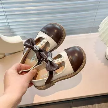 Весна Осень Девушка Кожаная Туфли Милые Шикарные Детские Балетки Универсальные Бабочки Дети Повседневные Принцесса Плоские Туфли Мода Новинка 21 коричневый