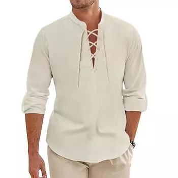 Весна Осень Длинные рукава Хлопок Льняной Кардиган Мужская Рубашка Поло Мужские Рубашки S белый
