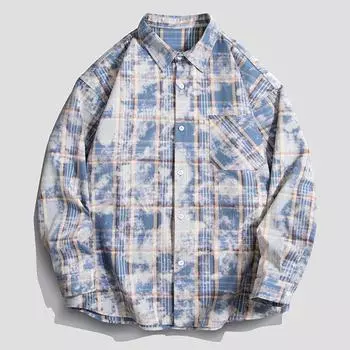 Весна Осень Длинные рукава Новая рубашка большого размера для мужчин Клетчатая одежда Harajuku Повседневная гавайская рубашка M