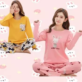 Весна Осень Длинные рукава Женские Пижамы Плюс Размер Ночная Рубашка Пижамы Корейские Пижамы Для Девочек Домашняя Одежда Модные Пижамы M белый