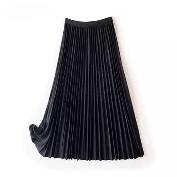 Весна-Осень и Зима. Классическая универсальная юбка до половины тела. Драпированная плиссированная юбка средней длины. Простая темпераментная юбка-маятник трапециевидного силуэта. One Size серый