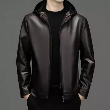 Весна, осень и зима. Новая мужская одежда из натуральной кожи. Повседневные куртки из овчины. Пальто для людей среднего возраста. Одежда для пап. 170