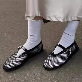 Весна Осень Ins Стиль Легкие Сетчатые Воздухопроницаемые Брендовые Дизайнерские Туфли На Плоской Подошве 2024new Повседневные Платья С Пряжкой Для Вечеринок Женские Сандалии 35 чёрный