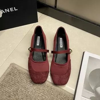 Весна Осень Элегантные Туфли Мэри Джейн на плоской подошве Женские Черные Небольшие Повседневные Балетки С Пряжкой Ремешком Женские Лоферы Из Холща 39EU/CN40 чёрный