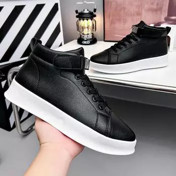 Весна Осень Классические Черные Туфли для Мужчин Дышащая Платформа Мужская Повседневная Обувь Шнуровка Высокие Туфли Мужчины Zapatos Para Hombres 39