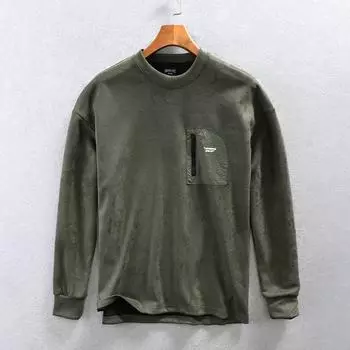 Весна/Осень Корейская мода Мужские толстовки Повседневный круглый вырез Толстовка Рабочая одежда Свободный топ Молодежная уличная мода Трендовые толстовки M серый