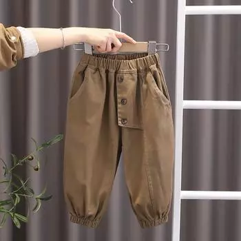 Весна Осень Корейские Брюки Для Мальчиков Девочек Повседневные Свободные Дышащие Детские Брюки Детская Одежда 80 дубильная кора