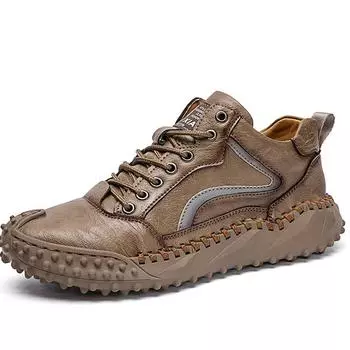 Весна/осень. Кожаные ботинки ручной работы. Мужская обувь. Удобные ботильоны для мужчин. Повседневная обувь. Обувь для инструментов большого размера. 38 чёрный