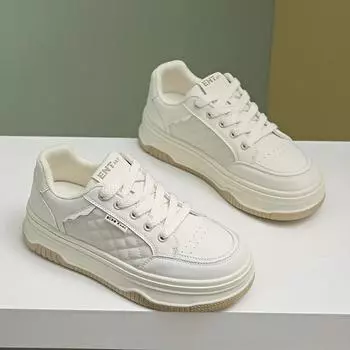 Весна Осень Кожаные Женские Повседневные Спортивные Туфли Женские Удобные Студенческие Теннисные Кроссовки Zapatos Mujer 35