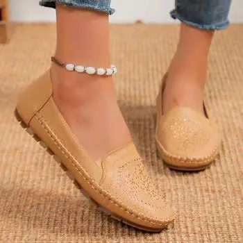 Весна/осень Круглый носок балетки Slip-on Adult 2024 Высококачественная обувь Женские неглубокие лаконичные балетки Sapatos Baixos Femininos 39 бежевый