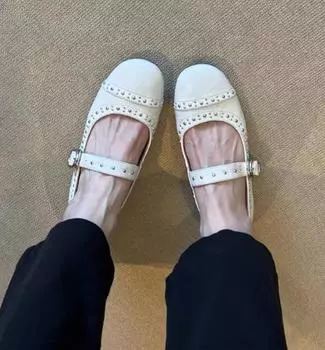 Весна Осень Круглый Носок Кристалл Женские Туфли Мэри Джейн Мода Мелкий Вырез Плоские Туфли Женские Вечерние Платье Туфли Низкий Каблук 35