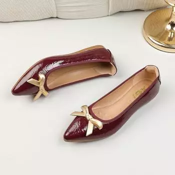 Весна Осень Лакированная кожа Женские Туфли Балетки Мода Офис Леди Женские Девушка Балетки Платье Туфли Лоферы WSH5335 34