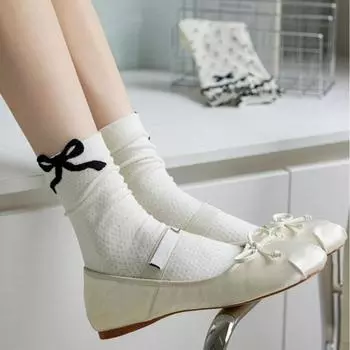 Весна Осень Милые Хлопковые Лолита Балет Стиль Ультратонкие Дышащие Носки для Женщин Кружева Бантик Стопки Носков one size