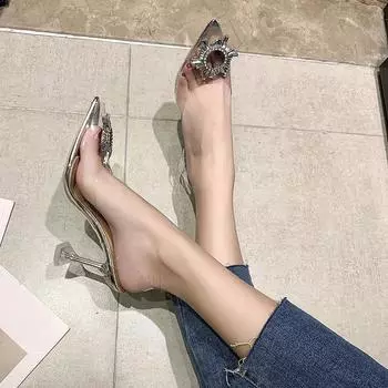 Весна/Осень мода новые сексуальные хрустальные женские туфли на высоком каблуке свадебные ПВХ банкетные удобные туфли-лодочки 36