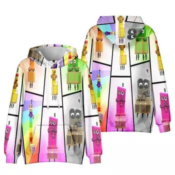 Весна Осень Мода Унисекс Повседневный Numberblocks Печатный Толстовка Толстовка Спорт На Открытом Воздухе Косплей Пуловеры Толстовка Плюс Размер Косплей Костюм XS