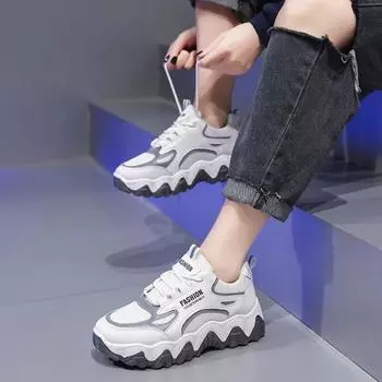 Весна-осень, модная женская обувь с перекрещивающимися ремешками, с круглым носком, на толстой подошве, повседневная и удобная спортивная женская обувь для ходьбы 35