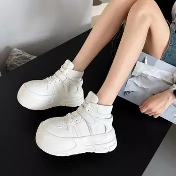 Весна/осень Модные дышащие и удобные новые повседневные плоские кроссовки Модные высокие туфли на толстой подошве из вулканизированной стали 35