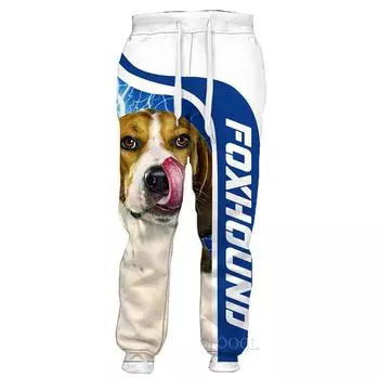 Весна-Осень модные мужские брюки модные брюки с 3D принтом животных Foxhound повседневные спортивные штаны уличная мужская одежда S-6XL S