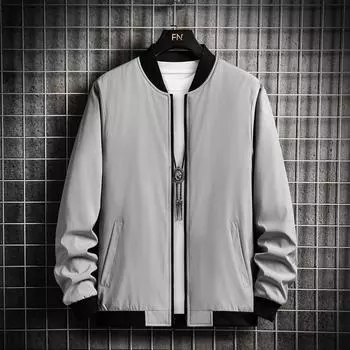 Весна Осень Модные мужские куртки-бомберы Деловая повседневная уличная мужская одежда Пальто Простая ветровка Пальто в британском стиле XXXXL чёрный