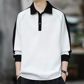 Весна Осень Модные Свободные Толстовки Мужские Отложной Воротник Длинный Рукав Лоскутная Модная Толстовка Мужская Хлопковая Повседневная Уличная Одежда 3XL зелёный