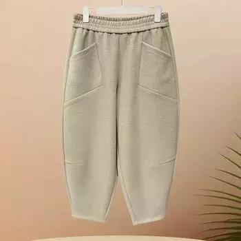 Весна Осень Модные Женские Свободные Повседневные Шаровары Эластичный Пояс Простые Повседневные Спортивные Штаны 4XL серый