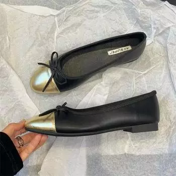 Весна-осень, модные женские туфли на низком каблуке с круглым носком, женские туфли на плоской подошве с легким носком. Женская обувь Женская обувь на плоской подошве 35