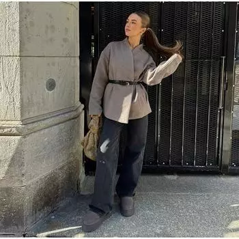 Весна Осень Модный V-образный вырез Длинные рукава Женское пальто Элегантный однотонный повседневный свободный жакет Женская пригородная верхняя одежда S хаки