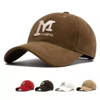 Весна Осень Мужская Бейсболка с Вышитыми Надписями Большая Голова Широкие Поля Женская Солнцезащитная Кепка темно-коричневого