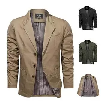 Весна Осень Мужская Деловая Широкий Свободный Карман Повседневная Обычная Куртка Пальто XXXXL чёрный