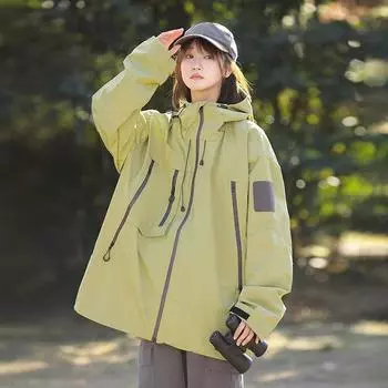 Весна Осень Мужская и женская куртка с капюшоном Водонепроницаемая куртка Костюм для альпинизма Спортивные повседневные свободные тонкие куртки для активного отдыха S
