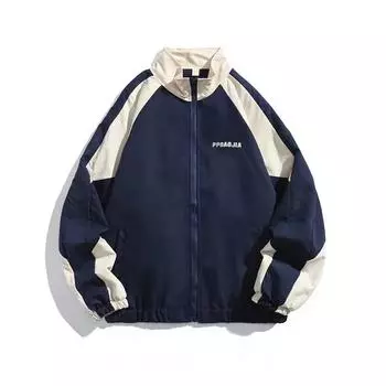 Весна Осень Мужская Куртка В Стиле Колледжа Кардиган Цветные Блоки Ветровка Пальто Для Мужчин И Женщин Воротник-стойка Верхняя Одежда XXXL чёрный