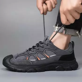 Весна Осень Мужская Обувь Модные Новые Повседневные Кроссовки Платформа Сетка Дышащие Уличные Удобные Противоскользящие Кроссовки 2025 39 хаки